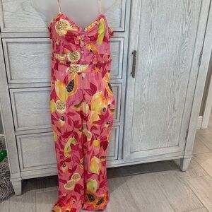 FARM Rio Pink and Yellow Tropical Jumpsuit
